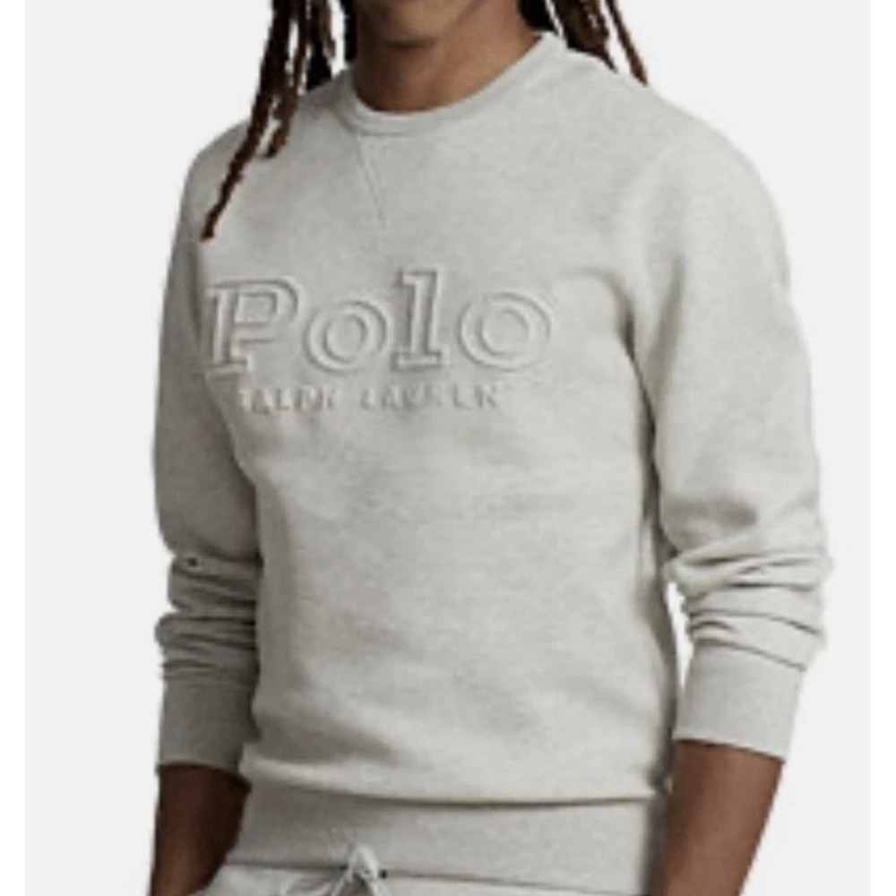 Polo Ralph Lauren Embossed Logo Double-Knit Sweatshirt light grey heather